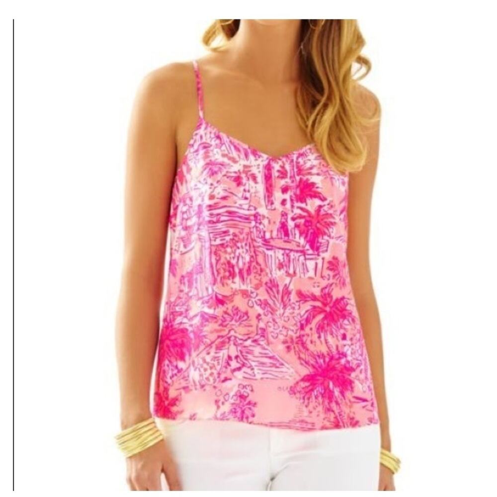 Lilly Pulitzer Rule Breakers Pink Floral Silk Cami XS